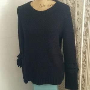 Kaari NWT True Black Sweater Crochet Chunky Sz L